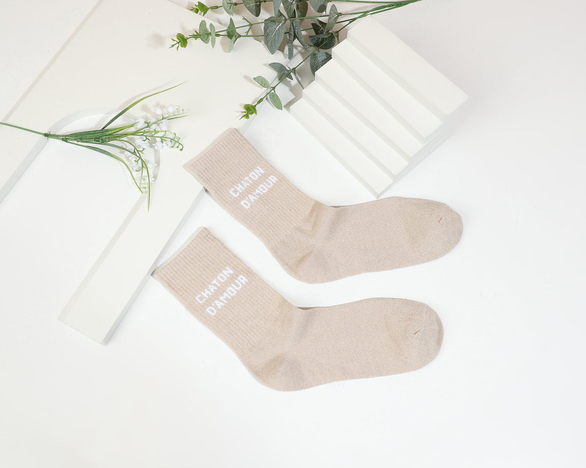 Chaussettes paillettes hautes à message