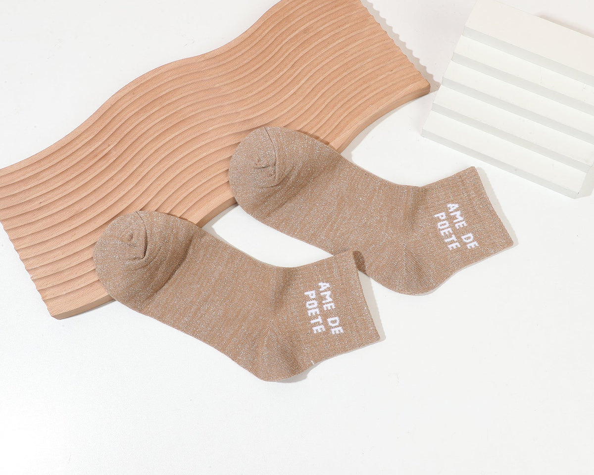 Chaussettes paillettes mi hautes à messages - Ame de poète