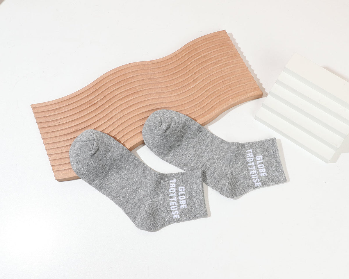 Chaussettes paillettes mi hautes à messages - Globe trotteuse