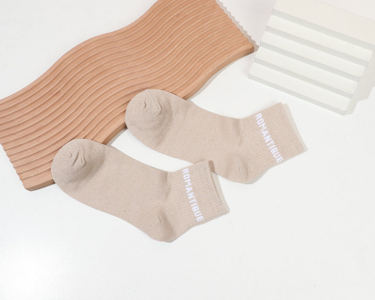 Chaussettes paillettes mi hautes à messages - Romantique