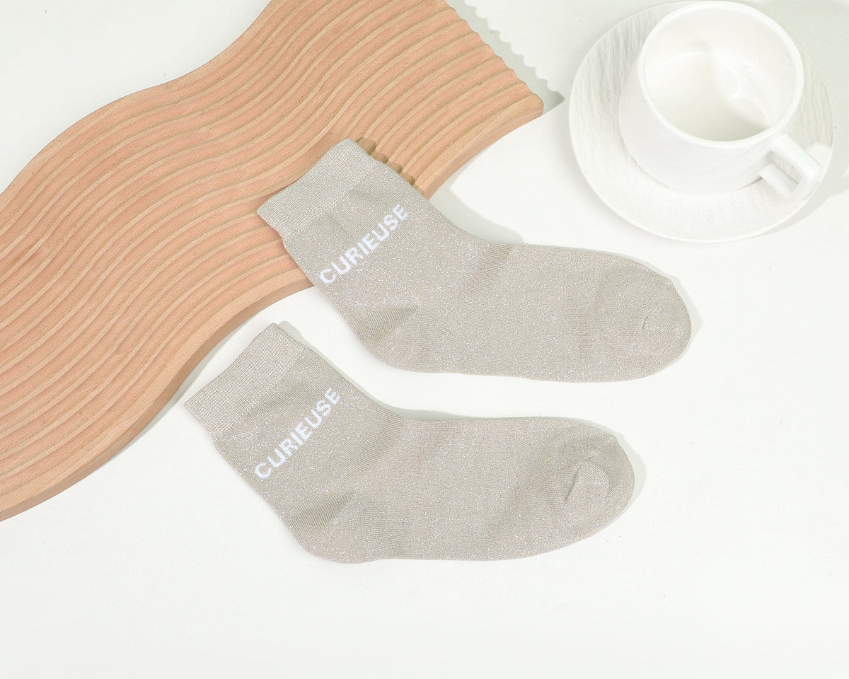 Chaussettes mi hautes à message - Curieuse